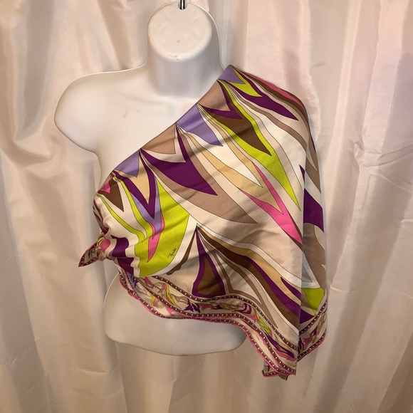 authentic EMILIO PUCCI hand rolled SILK SCARF $650 - Picture 8 of 8